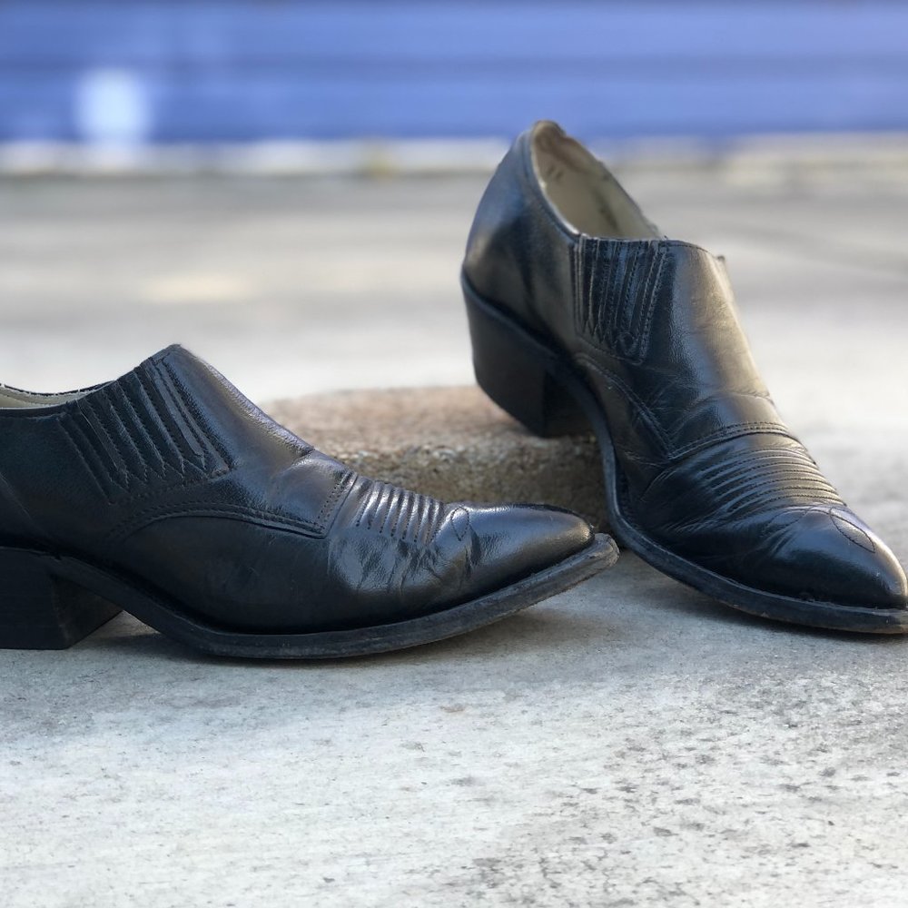 Nocona Black Leather Booties (90's Vintage)
